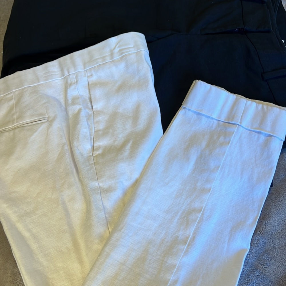 Ann Taylor linen cotton blend white cuffed pants - Picture 7 of 9